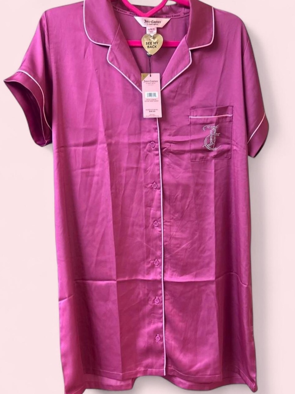 NWT Juicy Couture Short-Sleeve Button Up Night Dress.